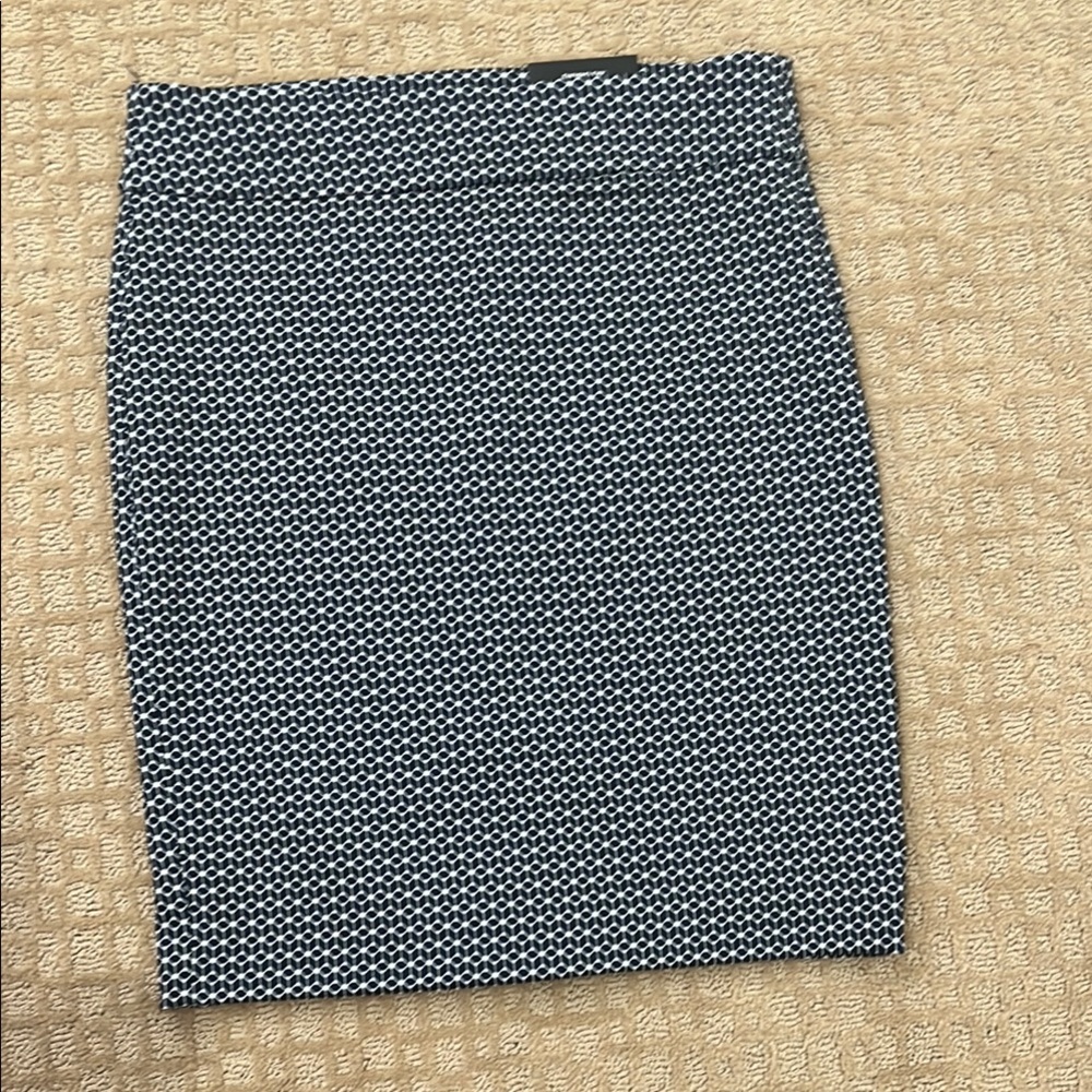 RW & co Elegant Blue and White Patterned Skirt